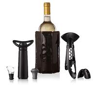 Vacu Vin Juego de vino original - 6 piezas imprescindibles para vino - Incluye cortador de papel de aluminio - El sacacorchos Twister - enfriador activo de vino - cristal para servidor de vino -