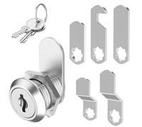 VACUBXBY Cerradura Buzón 16 mm, Cerradura de Levas, Cerradura de Palanca, Cerradura de Muebles Universal con 2 Llaves y Viene 5 Placas Diferentes, Acero Inoxidable Fundido a Presión
