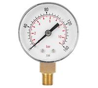 Vacuum Pressure Gauge 0-160 PSI & 0-11 Bar | Dual Scale Manometer for Water/Oil/Gas/Liquid | Stainless Steel Housing, No Battery Needed
