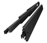 VADANIA 1500 mm Negro Guías para cajones de alta resistencia con cerradura #D76, 76 mm de ancho, carga 132 kg, recubrimiento negro, extensión total de 3 secciones, montaje lateral, 1 par
