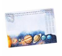 Vade de escritorio A3 con sistema solar planetas con pequeño 1 x 1 y bloc de notas del alfabeto, 50 hojas de papel para colorear, 50 hojas, para niños, espacio