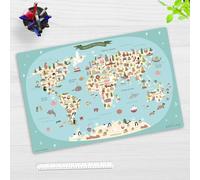 Vade de escritorio infantil - Mapa del mundo - de vinilo duradero de primera calidad (sin BPA) - 60 x 40 cm - Alfombrilla de escritorio para mejor protección - Fabricado en Alemania