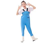 Vadeadores de pecho impermeables para niños y niñas, con botas integradas y bolsillo frontal, ideales para pesca y caza en exteriores, ajuste seguro para jóvenes de 2 a 5 años (Blue, 3-4 Years)