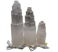 VADEINCIENSO LAMPARA DE SELENITA 35 CM PARA SOBREMESA PRECIOSA PIEZA DE CRISTALES DE YESO