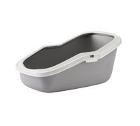 Vadigran caja de arena para gatos con borde "Aseo" 56 x 39 x 27,5 cm gris