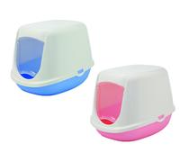 Vadigran caja de arena para gatos "DUCHESSE" 44,5 x 35,5 x 32 cm azul claro / blanco