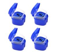 Vadillo 4 estuches de dentadura postiza azul oscuro, de dentadura con colador, caja de baño para dentaduras postizas, caja de almacenamiento de dientes falsos con cesta de red