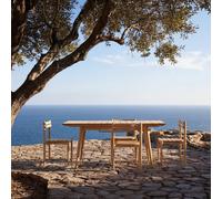 Vadim - Conjunto de jardín extensible de teca maciza con 4 sillas H 78 x B 172 x T 80 cm