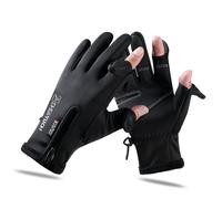 VADO VLTRA Guantes de pesca de invierno con 2 dedos para hombres y mujeres, a prueba de viento, guantes antideslizantes para pantalla táctil con cremallera para correr y senderismo (L(10,5 x 23,5 cm))