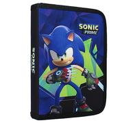 Vadobag Estuche SONIC THE HEDGEHOG Prime con 2 compartimentos interiores con juego de papelería lápices rotuladores - para la escuela, turquesa, Estuche