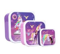 Vadobag Fiambrera Unicorn Academy Fresh Bites (3 piezas) - Juego de 3 fiambreras entrelazadas - Fiambrera para aperitivos, escuela, guardería, deporte