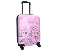 Stitch y Angel - Maleta rígida de ABS Trolley de viaje para niños - 4 ruedas - Asa extensible - 46 x 33 x 21 cm - Capacidad 31 litros - Color rosa, Rosa, Valigia piccola, maleta trolley para niños