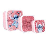 Vadobag Stitch Bon Appetit! Snack Box - Kit de 3 recipientes porta merienda a encastre - Porta merienda aperitivos escuela guardería deporte