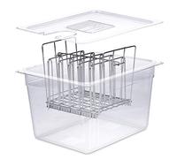 VÄESKE Recipiente Sous Vide con Tapa y Rejilla | Previene Flotación | Cocina a la perfección | Compatible con la Mayoría de los Roner Sous Vide (11 L)