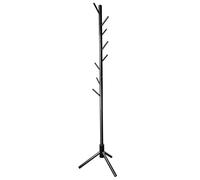 VaeFae Perchero de Pie de Madera, con 8 Ganchos en Forma de Árbol, 3 Alturas Ajustables, Soporte Independiente, para Abrigos, Chaquetas, Sombreros y Bolsos, Entrada, Pasillo, Dormitorio (Negro)