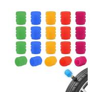 VAEIORP 20 Tapones Rueda Coche 5 Colores, Tapas Válvula Brillan Oscuro Seguridad Nocturna Universal para Máxima Visibilidad y Protección Anti-Polvo para Auto, Bici y Moto