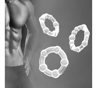 VAEIORP 3 Anillos para el pene con perlas para erecciones más firmes, anillos para pene y testículos para hombres, ajuste perfecto, juguete sexual para parejas (Color transparente)