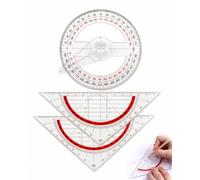 VAEIORP 3 Pack Transportadores de Ángulos, 2 Triangulares 180° y 1 Circular 360°, Plástico Transparente, Bordes Nítidos para Mediciones Precisas en Geometría y Taller