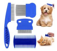 VAEIORP 4 pcs Peine Anti Pulga Perros y Gatos Peine Antipulgas para Gatos Perros Peines para Piojos Peine para Pulgas de Gato de Dientes Finos Peines de Piojos Peine de Dientes de Doble Cara