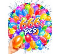 VAEIORP 666 Globos de Agua Reutilizables, Relleno Rápido sin Nudos, Adaptador a Grifo, Llenado en Segundos, Set Divertido para Fiestas de Verano en Piscina, Playa y Jardín