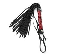 VAEIORP Fusta con Borla, Fusta de Cuero para Entrenamiento, Equipo de Equitación, Fusta para Uso Exterior y Entrenamiento Diario (negro y rojo)