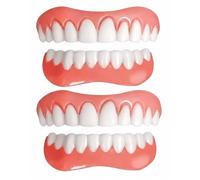 VAEIROP Dientes Postizos Temporales de Silicona, 2 Pares Dentaduras Postizas Ajustables con Adapatación Personalizada para Sonrisa Instantánea y Confianza al Hablar