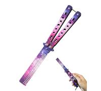 VAEIROP Peine mariposa plegable 1 unidad, detalle rosa y morado, accesorio para peinado compacto, garantiza un desenredo suave sin tirones para cuidar tu cabello siempre.