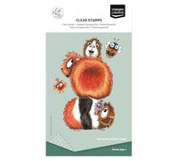 Vaessen Creative 6X Transparentes 6 Uds-Cobayas, Flores y Abejas-Sellos de Silicona para Manualidades, Scrapbooking, Estampado y Tarjetería-Compatibles con Bloque de Acrílico, 6, 15 x 11,5 cm
