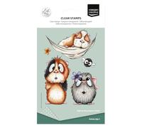 Vaessen Creative 7X Transparentes 7 Uds-Cobayas, Flores y Abejas-Sellos de Silicona para Manualidades, Scrapbooking, Estampado y Tarjetería-Compatibles con Bloque de Acrílico, 7, 15 x 11,5 cm