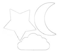 Vaessen Creative Aro de Metal Estrella, Luna y Nube Ø 32 cm x 3 mm-Anillo Metalico Plateado para Atrapasueños, Manualidades y Macramé-3 Unidades, Plata, 32 x 32 cm