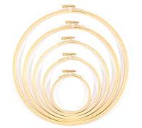 Vaessen Creative Borbado para Manualidades en Bambú, Atrapasueños, Marco para Punto de Cruz, Aro para Colgar en la Pared de Macramé, Ganchillo, Decoración Bohemia, Natural, Set de 5, 5