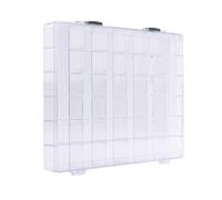Vaessen Creative Caja Almacenaje Plástico 24,8 x 17,8 x 3,2 cm - 36 Compartimentos 4 x 2,8 x 2,5 cm - Organizador Transparente con Tapa para Herramientas de Scrapbooking, Costura, Joyas y Manualidades