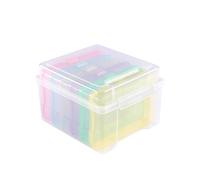 Vaessen Creative Caja Almacenaje Plástico con Compartimentos 21 x 18,5 x 14 cm - 6 Cajas de 17 x 12 x 3 cm en 6 Colores - Organizador Transparente con Tapa para Scrapbooking, Costura y Manualidades