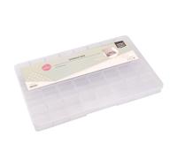 Vaessen Creative Caja Almacenaje Plástico de 34,7 x 21,8 x 3,5 cm - 32 Compartimentos - Organizador Transparente con Tapa para Herramientas de Scrapbooking, Costura y Manualidades