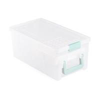 Vaessen Creative Caja de Almacenaje con Tapa-39 x 21 x 16,5 cm-para Rotuladores, Sobres-Plástico y Transparente-para Tarjetas y Scrapbooking-con Inserto Ajustable para Marcadores
