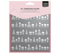 Vaessen Creative Carpeta de Embossing 3D-Pueblo 15 x 15 cm-Materiales para Relieve en Tarjetas, Scrapbooking, DIY de Navidad y Manualidades