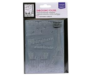 Vaessen Creative Carpeta de Embossing, Bistro Francés 14,6 x 10,8 x 0,5 cm, 1 pieza, para Tarjetas de Cumpleaños, Tarjetas de Nacimiento, Tarjetas de Navidad y Manualidades con Papel