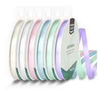 Vaessen Creative Cinta de Raso 6 mm x 10 m - para Lazos, Regalos, Decoraciones, Boda, Atrapasueños y Manualidades - Colores Baby Shower y Comunión - 6 Unidades