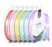 Vaessen Creative Cinta de Raso 9 mm x 10 m - para Lazos, Regalos, Decoraciones, Boda, Atrapasueños y Manualidades - Colores Pastel - 6 Unidades