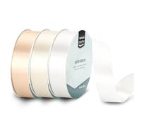 Vaessen Creative Cinta de Raso Set - 3 Colores Boda de 10 m x 25 mm - Blanco - para Lazos, Regalos, Decoraciones, Boda, Atrapasueños y más Manualidades