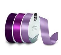 Vaessen Creative Cinta de Raso Set - 3 Colores de 10 m x 25 mm - Morado - para Lazos, Regalos, Decoraciones, Boda, Atrapasueños y más Manualidades