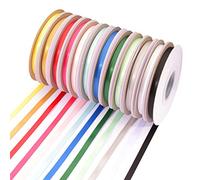 Vaessen Creative Cinta Satinada, Set de 12 Carretes, 6mm x 20m, Brillo Elegante para Crear Tarjetas, Scrapbooking, Envoltura de Regalos y Otros Proyectos de Manualidades