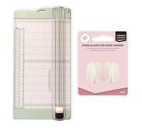 Vaessen Creative Cortador de Papel con Base para Marcar de 15,2 x 30,5 cm - Cortador y Tablero de Puntuación 2 en 1 Verde Menta para Scrapbooking, Tarjetas y Manualidades - con 2 Cuchillas de Repuesto