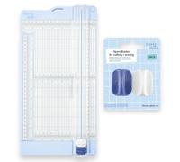 Vaessen Creative Cortadora de Papel + Ranurado 15 x 30,5 cm - con Regla Extensible y Cuchillas de Repuesto - Guillotina y Plegadora Azul para Cartulina, Tarjetería, Sobres, Manualidades y Scrapbooking