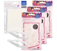 Vaessen Creative Cuentas para Planchar Blancas 3300 Piezas - Maxi Pack con Papel para Planchar y Pinzas para Manualidades, Creaciones DIY, Bisutería, Llaveros y Decoración