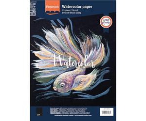 Vaessen Creative Florence - Papel de acuarela prensado en caliente A3, negro, 300 g/m², superficie lisa, calidad de grado artístico, 25 hojas para pintura, letras a mano, proyectos de arte y más