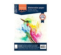 Vaessen Creative Florence Papel para Acuarela A4, Blanco, 300 GSM, Superficie Lisa, Calidad de Artista, 10 Hojas para Pintura, Handlettering y Proyectos de Arte