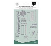 Vaessen Creative Hierba, Texto, Flores y Maceta Troqueles de Corte y Embossing Set Maceta-15 Uds de 2 x 2 cm a 2,5 x 13,8 cm-para Hacer Tarjetas, Scrapbooking, Manualidades, DIY, 15, Plata