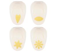 Vaessen Creative Set de Perforadoras, 2,5 cm, 4 Unidades, Corazón, Ojo y Flores, hasta 160g, para Manualidades y Scrapbooking, Metal, White-Pink, diversos, 4