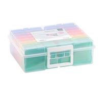 Vaessen Creative Maletín de Almacenamiento Transparente con Tapa y 16 Cajas Coloridas, para Platillas de Corte, Fotos y Otros Suministros de Manualidades, 37,50 x 30 x 13 cm